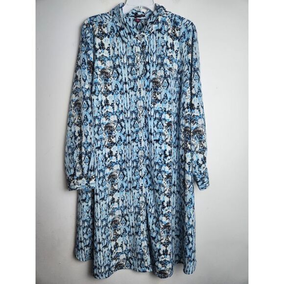 NWOT Jessica London Black & Blue Animal Print Button Up Shirt Midi Dress size 20 - Picture 2 of 14